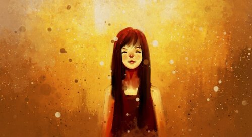 Flicka i solsken som tänker på bra saker