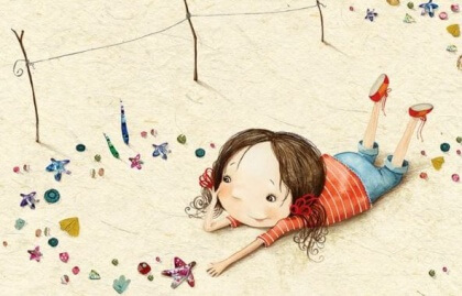 Flicka med sjöstjärnor