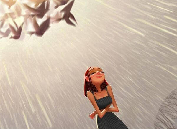 Glad tjej med en bra attityd