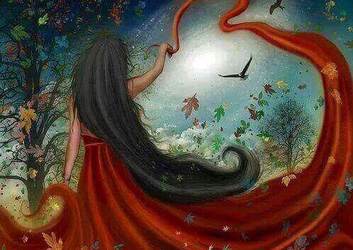 Kvinna i röd klänning