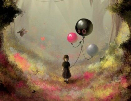Barn med ballonger