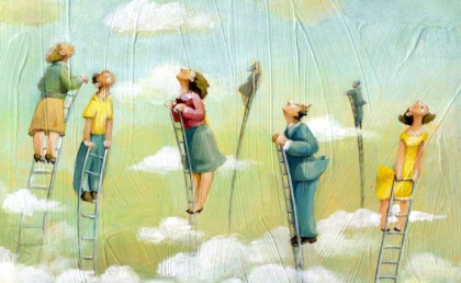 Goda människor på stegar