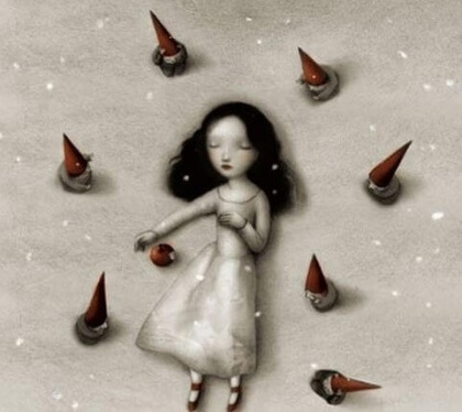 Stark flicka med tomtar