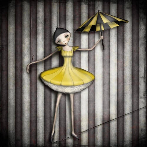 Flicka med paraply