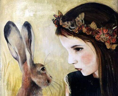 Flicka och hare