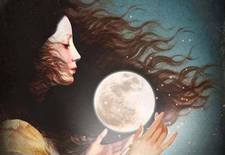 Kvinna och måne