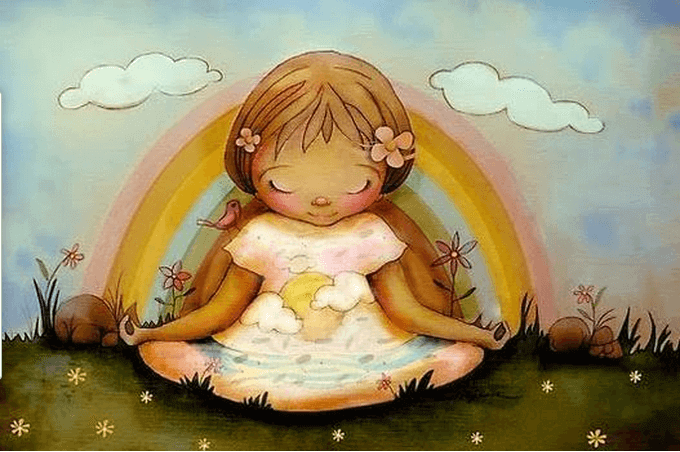 Flicka som mediterar