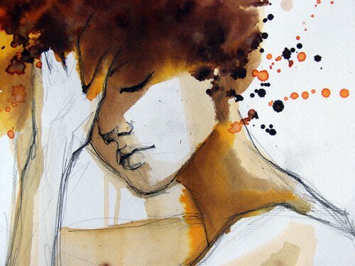 Kvinna med huvudvärk