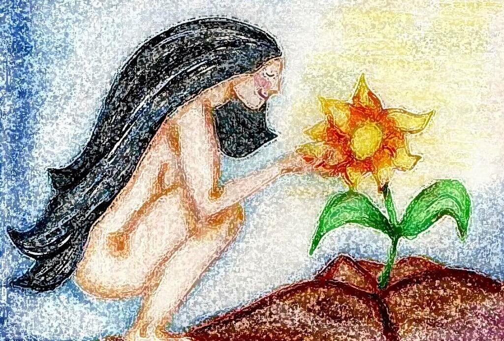 Kvinna och blomma