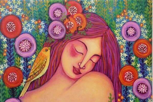 Kvinna som njuter av det goda i livet