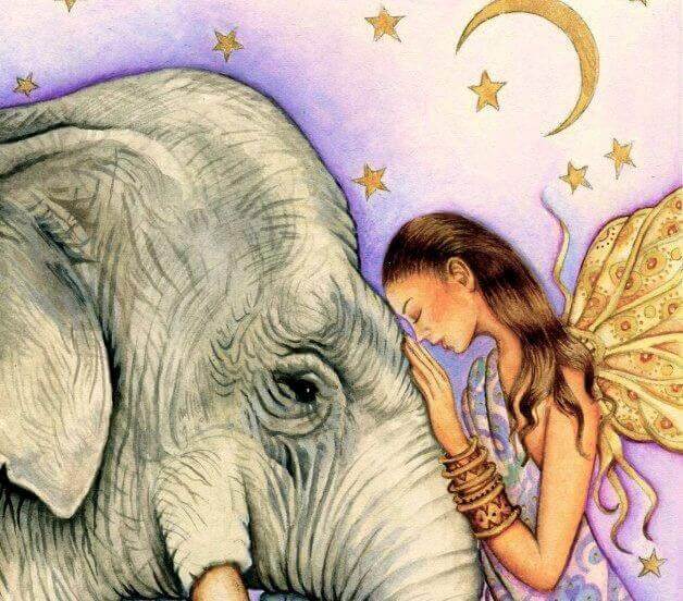 Flicka med elefant
