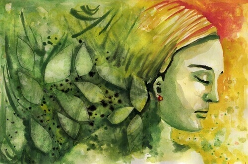 Kvinna i vattenfärg