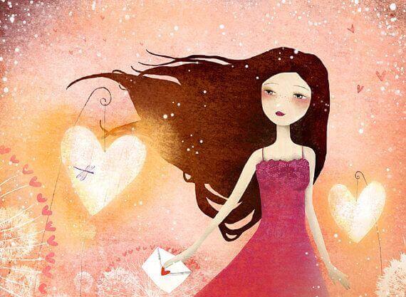 Kvinna med kärleksbrev