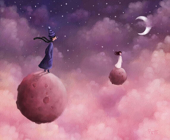 Personer på planeter som funderar på livets bästa ideologi