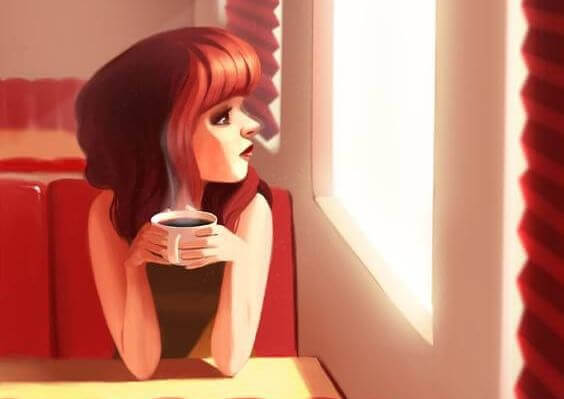 Kvinna med kaffe