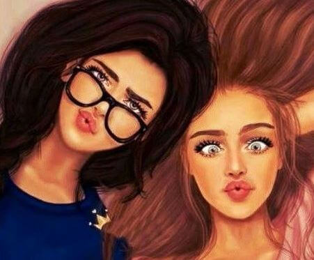 Tjejer gör grimaser