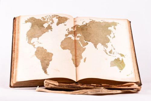 Världskarta i bok