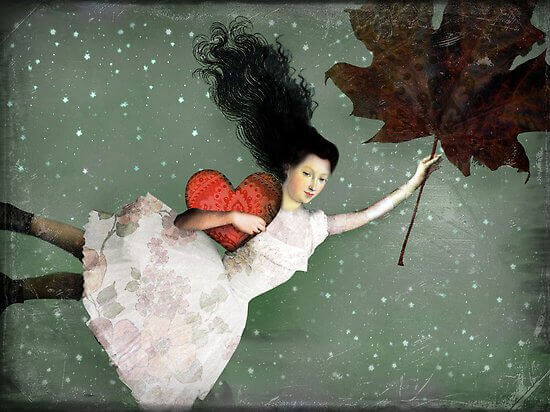 Kvinna med hjärta och enormt löv