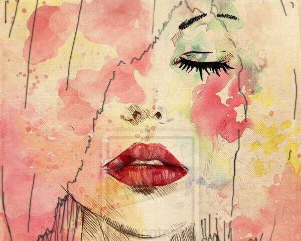 Kvinna med röda läppar
