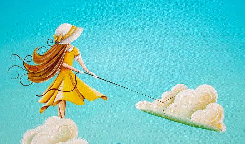 Kvinna som drar moln