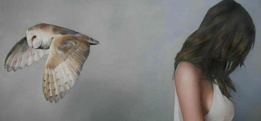 Uggla och kvinna