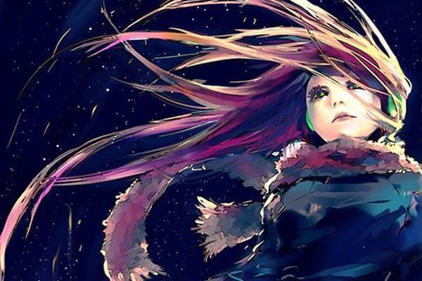 Kvinna med rosa hår i motgång