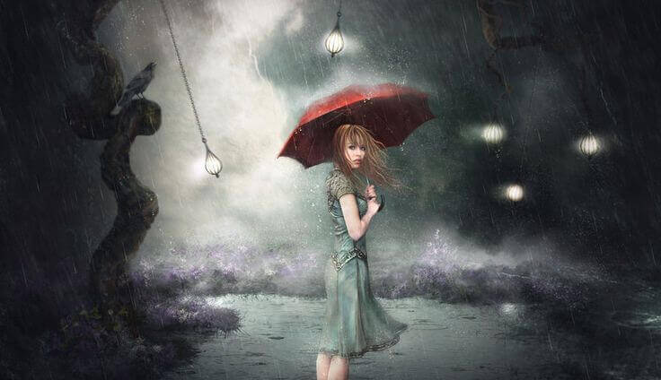 Kvinna med paraply