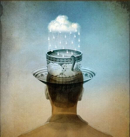 Regn i tekopp på man i egna tankar