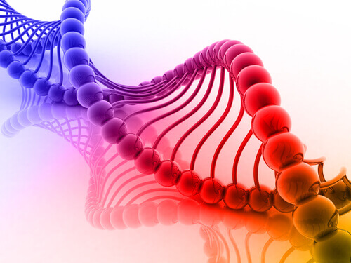 Färgglad DNA-kedja som symboliserar synestesi