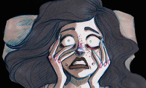 Skräckslagen kvinna