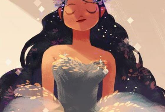 Svarthårig kvinna som känner hopp