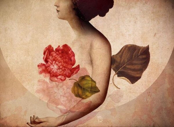 Kvinna med blomma
