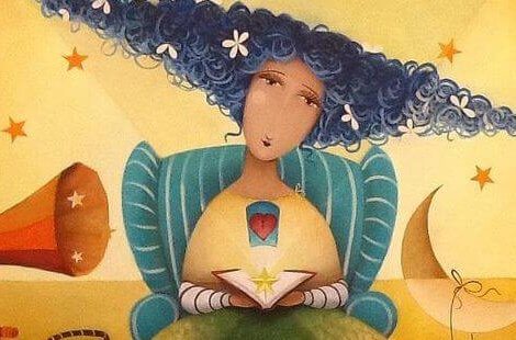 Kvinna med stjärnor och måne som undviker gräl