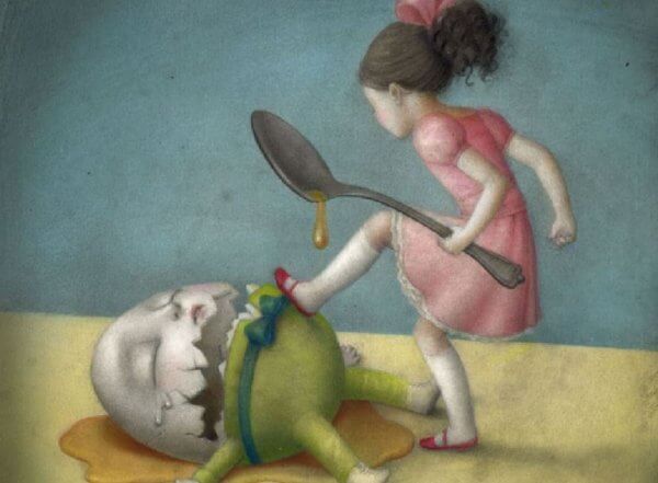 Flicka känner ilska och förstör ägg