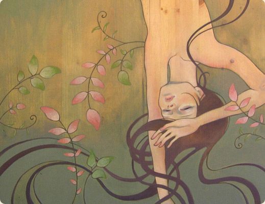 Kvinna bland växter