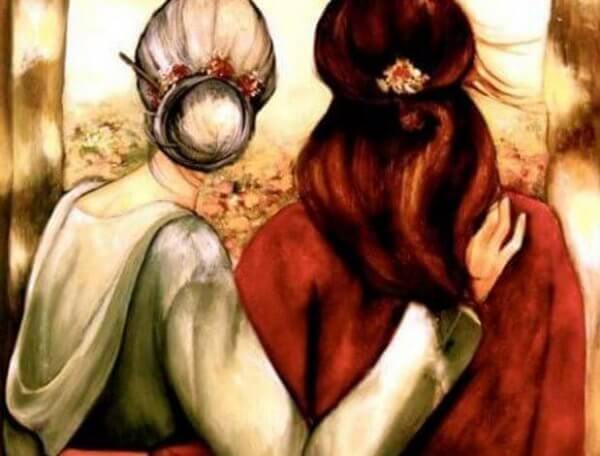 Äldre och yngre kvinna