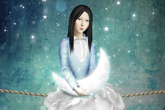 Flicka håller måne