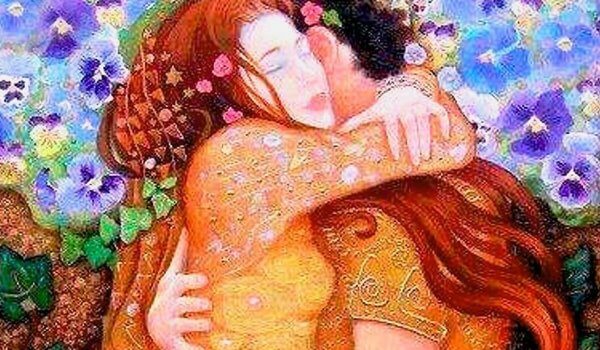 Kramande färgglatt par