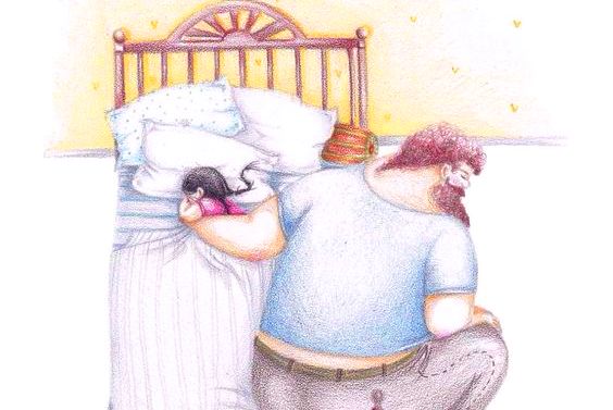 Far som nattar sin dotter