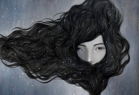 Kvinna som lider av depression