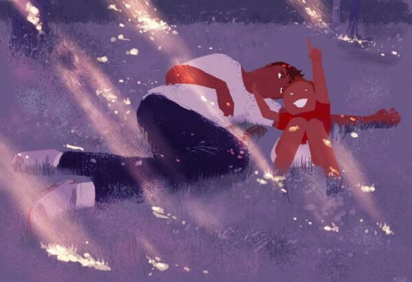 Far och son illustrerar vikten av att ge kärlek