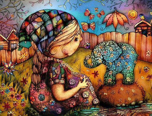 Flicka med elefant som förstår sakers värde