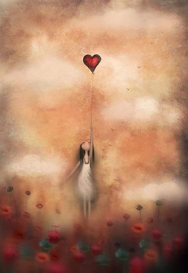 Flicka med hjärtballong