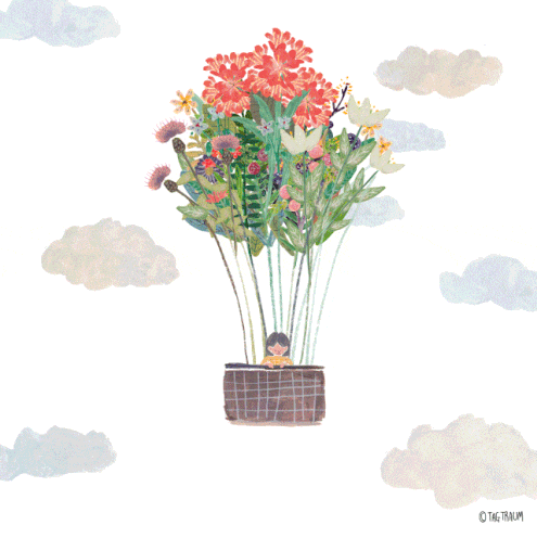Luftballong med blommor
