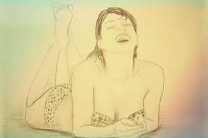 Kära tjej i grön baddräkt