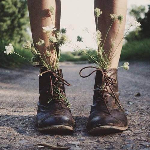 Blommor i skor