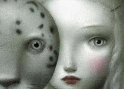 Flicka bakom mask