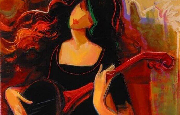 Kvinna med instrument