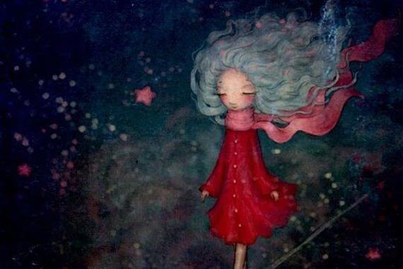 Ensam flicka som känner flytande kärlek