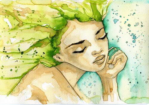 Kvinna i vattenfärg